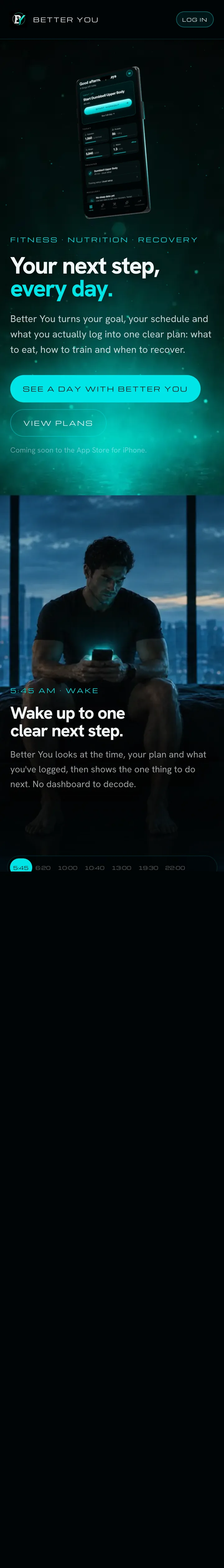 Better You Fitness on a phone, scrolling